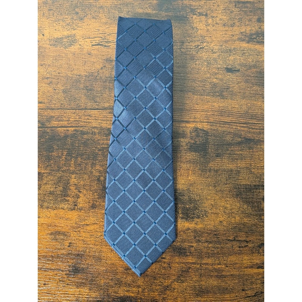 Hisdern Navy‎ Blue Tie 62" Geometric Link Design